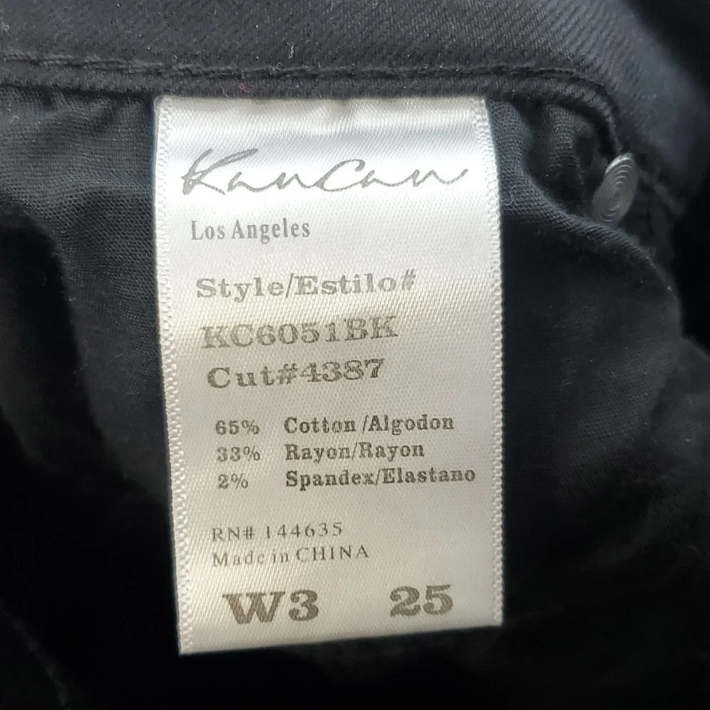 Kancan Super Skinny Jeans Mid Rise Zip Ankle Raw Hem Black Stretch Womens 25